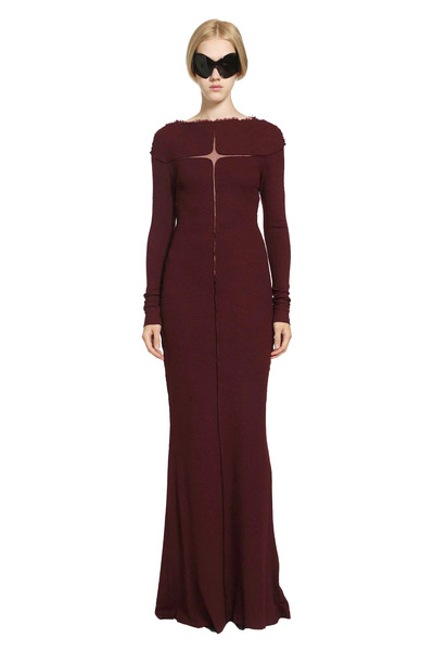  Slubbed Rib Dress With Frayed Edges 