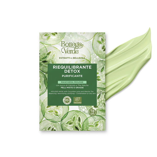  Bottega Verde Bottega Verde Estratti Di Bellezza - Maschera Mousse - Con Succo Di Cetriolo E The Matcha - Riequilibrante Detox Purificante - Pelli Miste O Grasse 