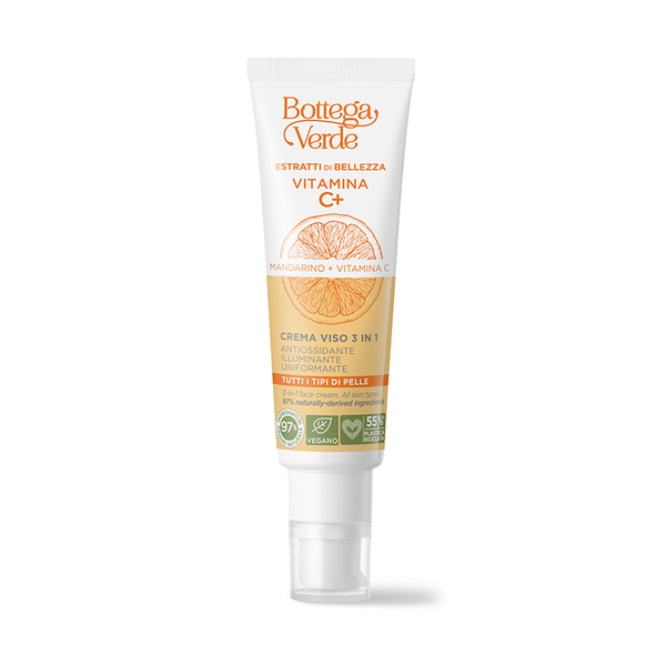  Bottega Verde Bottega Verde Estratti Di Bellezza - Vitamina C+ - Crema Viso 3 In 1 - Mandarino Vitamina C- Antiossidante, Illuminante, Uniformante - Tutti I Tipi Di Pelle 