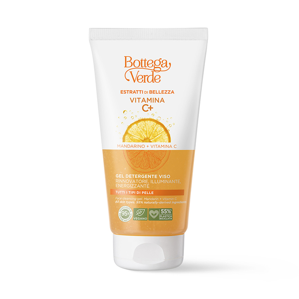  Bottega Verde Bottega Verde Estratti Di Bellezza - Vitamina C+ - Gel Detergente Viso - Mandarino + Vitamina C - Rinnovatore, Illuminante, Energizzante - Tutti I Tipi Di Pelle 