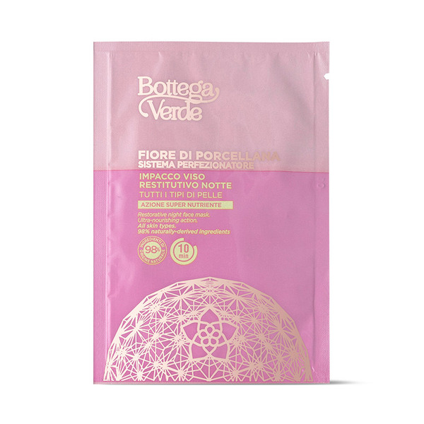 Bottega Verde Bottega Verde Fiore Di Porcellana - Sistema Perfezionatore - Impacco Viso Restitutivo Notte - Azione Supernutriente - Con Ceramidi Vegetali E Fiore Di Porcellana - Tutti I Tipi Di Pelle 