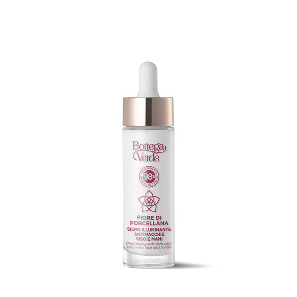  Bottega Verde Bottega Verde Fiore Di Porcellana - Sistema Perfezionatore - Siero Illuminante Antimacchie Viso E Mani - Azione Uniformante - Con Cybright E Fiore Di Porcellana - Tutti I Tipi Di Pelle 