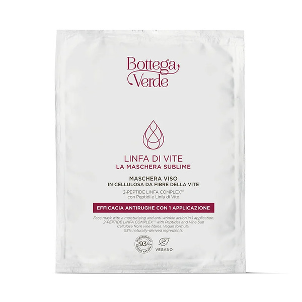  Bottega Verde Bottega Verde Linfa Di Vite - La Maschera Sublime - Maschera Viso In Cellulosa Da Fibre Della Vite - Azione Efficacia Antirughe Con 1 Applicazione - 2-peptide Linfa Complex  Con Peptidi E Linfa Di Vite - Tutti I Tipi Di Pelle 