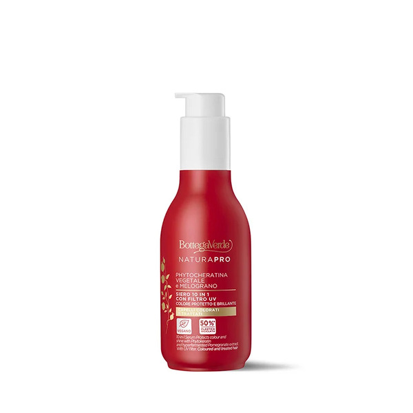  Bottega Verde Bottega Verde Phytocheratina Vegetale E Iperfermentato Di Melograno - Siero 10 In 1 - Con Filtro Uv - Colore Protetto E Brillante (125 Ml) - Capelli Colorati E Trattati 