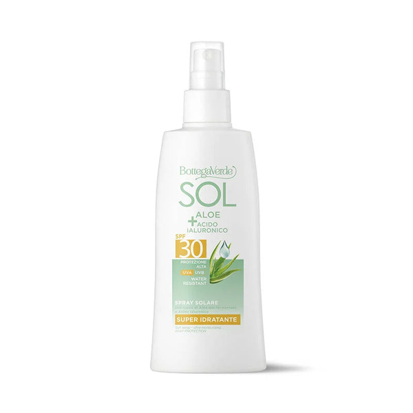  Bottega Verde Bottega Verde Sol Aloe Acido Ialuronico - Spray Solare - Super Idratante - Con Succo Di Aloe Iperfermentato E Acido Ialuronico - Protezione Alta Spf30 - Water Resistant 