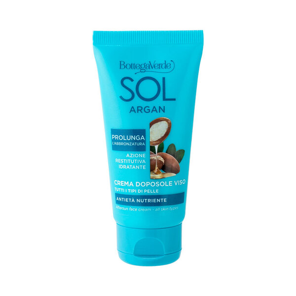  Bottega Verde Bottega Verde Sol Argan - Crema Doposole Viso - Antietà Nutriente - Con Olio Di Argan E Collagene Vegetale - Prolunga L'abbronzatura - Tutti I Tipi Di Pelle 