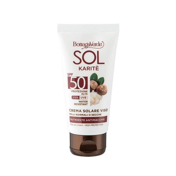  Bottega Verde Bottega Verde Sol Karitè - Crema Solare Viso - Nutriente Antimacchie - Con Burro Di Karatè - Protezione Alta Spf50 - Water Resistant - Pelli Normali O Secche 