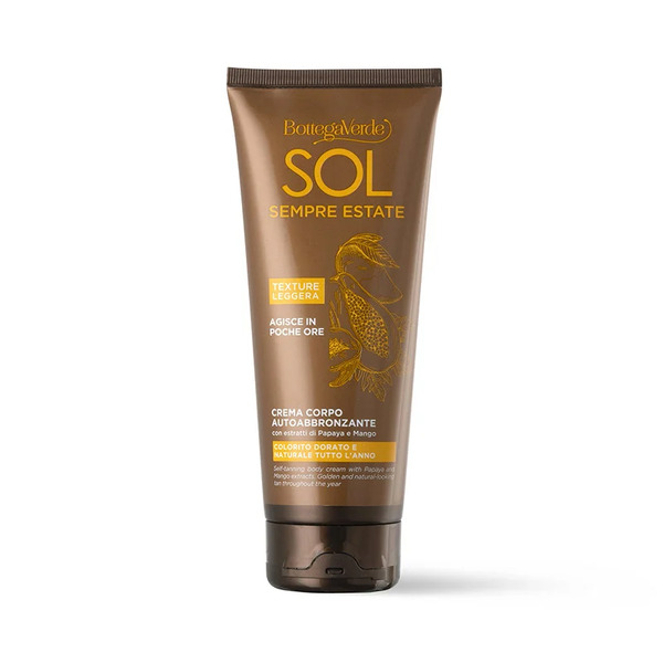  Bottega Verde Bottega Verde Sol Sempre Estate - Crema Corpo Autoabbronzante Con Estratti Di Papaya E Mango - Colorito Dorato E Naturale Tutto L'anno 