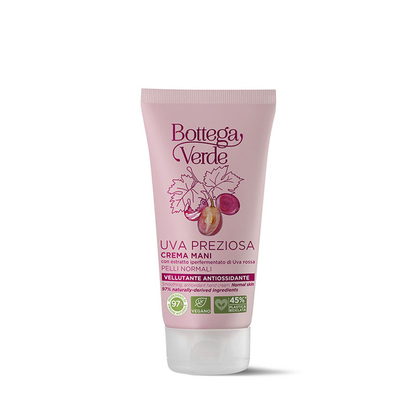  Bottega Verde Bottega Verde Uva Preziosa - Crema Mani - Vellutante Antiossidante - Con Estratto Iperfermentato Di Uva Rossa - Pelli Normali 