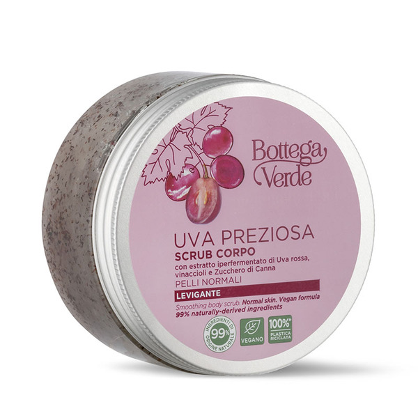  Bottega Verde Bottega Verde Uva Preziosa - Scrub Corpo Levigante - Con Estratto Iperfermentato Di Uva Rossa Di Tenuta Massaini, Vinaccioli E Zucchero Di Canna - Pelli Normali 