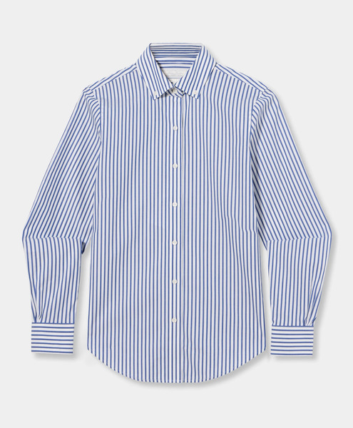  Brooks Brothers Camicia In Popeline Supima Elasticizzato A Righe Classic Fit Non-iron Con Collo Button Down - Donna Camicie E Bluse Blu 14 