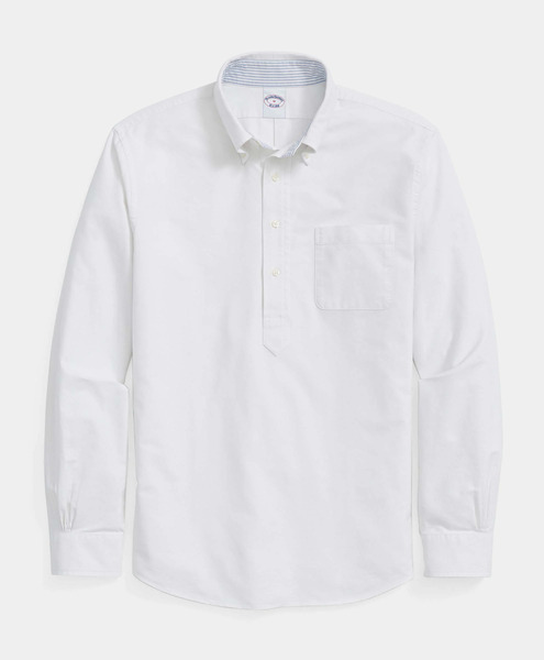  Brooks Brothers Camicia Regular Fit In Oxford Lavato Con Collo Button Down - Uomo Camicie Casual Bianco L 