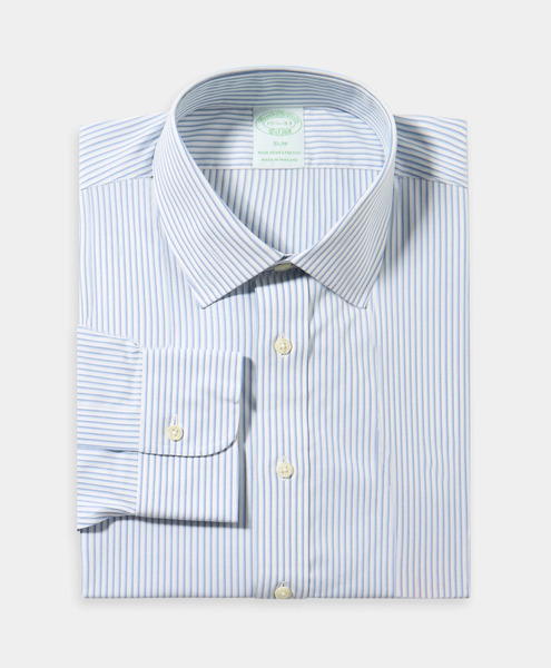 Brooks Brothers Camicia Slim Fit Non-iron In Cotone Con Collo Ainsley - Uomo Camicie Formali Blu 17h 