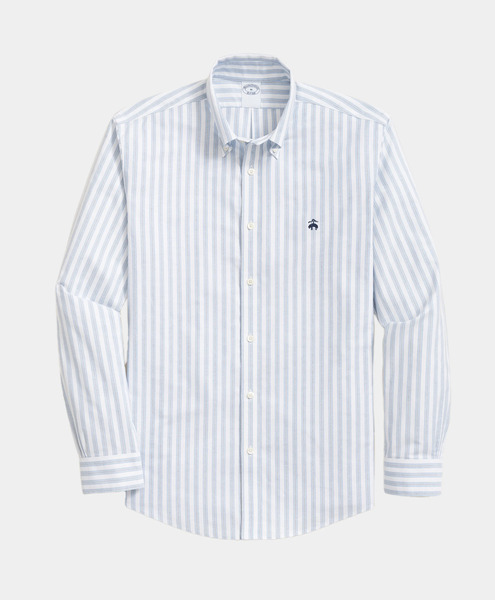  Brooks Brothers Camicia Slim Fit Non-iron Oxford A Quadri Elasticizzata Con Collo Button Down - Uomo Camicie Casual Blu S 