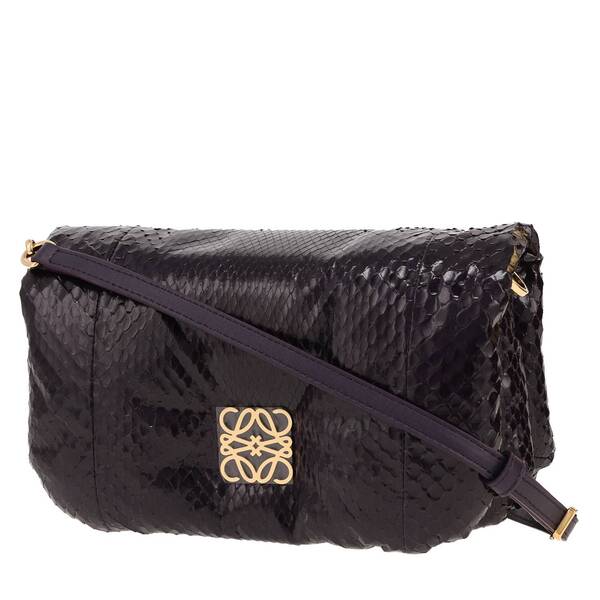  Loewe Goya Shoulder Bag In Plum Python 