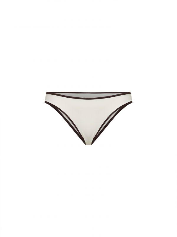 Mc2 Saint Barth Mc2 Saint Barth | Slip Bikini A Vita Alta Maia String In Lycra Avorio Con Bordi A Contrasto | Donna | L 
