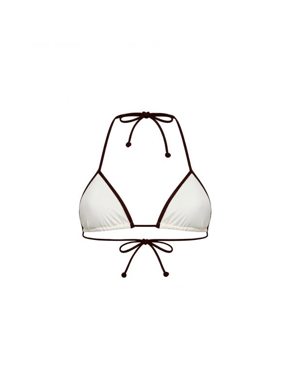  Mc2 Saint Barth Mc2 Saint Barth | Top Bikini A Triangolo Leah String In Lycra Avorio Con Bordo A Contrasto | Donna | L 