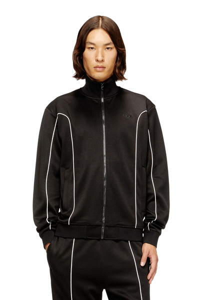  Diesel - Veste De Survêtement En Tissu Molletonné Avec Passepoil Contrastant - Pull Cotton - Homme - Noir 