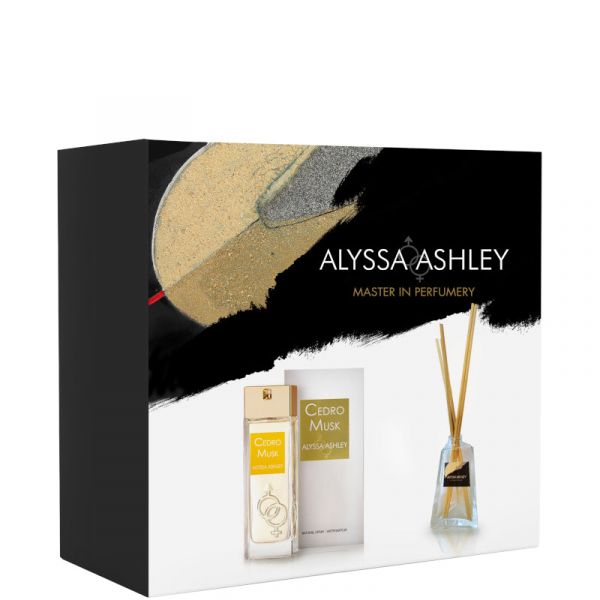  Alyssa Ashley Cedro Musk Confezione 100 Ml Eau De Parfum + 50 Ml Profumatore D'amiente Con Bacchette - 100 Ml Eau De Parfum + 50 Ml Profumatore D'amiente Con Bacchette 