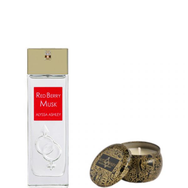  Alyssa Ashley Red Berry Musk Confezione 100 Ml Eau De Parfum + 110 Gr Candela Profumata - 100 Ml Eau De Parfum + 110 Gr Candela Profumata 