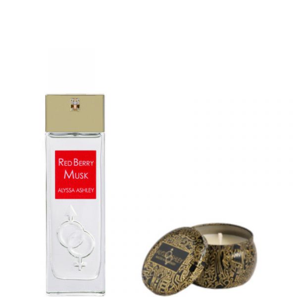  Alyssa Ashley Red Berry Musk Confezione 50 Ml Eau De Parfum + 110 Gr Candela Profumata - 50 Ml Eau De Parfum + 110 Gr Candela Profumata 