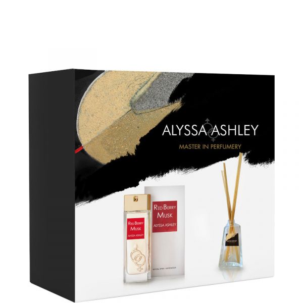  Alyssa Ashley Red Berry Musk Confezione 100 Ml Eau De Parfum + 50 Ml Profumatore D'amiente Con Bacchette - 100 Ml Eau De Parfum + 50 Ml Profumatore D'amiente Con Bacchette 