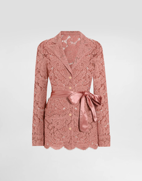  Dolce & Gabbana Camicia Pigiama In Pizzo Cordonetto Floreale Logato Dg - Donna Camicie E Top Rosa 40 