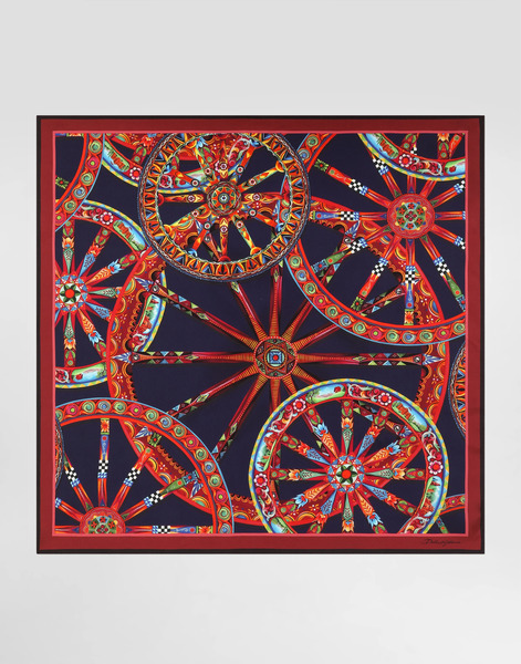  Dolce & Gabbana Foulard 90x90 In Twill Di Seta Stampa Carretto - Uomo Sciarpe E Foulard Multicolore Pz 