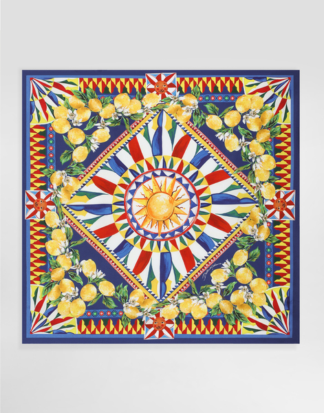  Dolce & Gabbana Foulard 70x70 In Twill Di Seta Stampa Carretto - Uomo Sciarpe E Foulard Multicolore Pz 