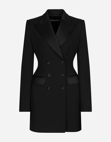  Dolce & Gabbana Giacca Lunga Doppiopetto Tuxedo Dolce In Lana Stretch - Donna Giacche E Blazer Nero 40 