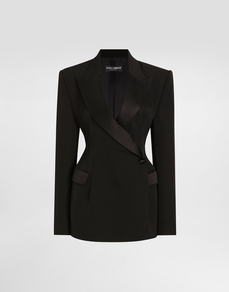  Dolce & Gabbana Giacca Tuxedo Doppiopetto In Gabardina Di Lana - Donna Giacche E Blazer Nero Lana 38 