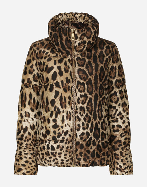  Dolce & Gabbana Giubbotto Imbottito In Nylon Stampa Leopardo - Donna Cappotti E Giubbotti Stampa Animalier Nylon 36 