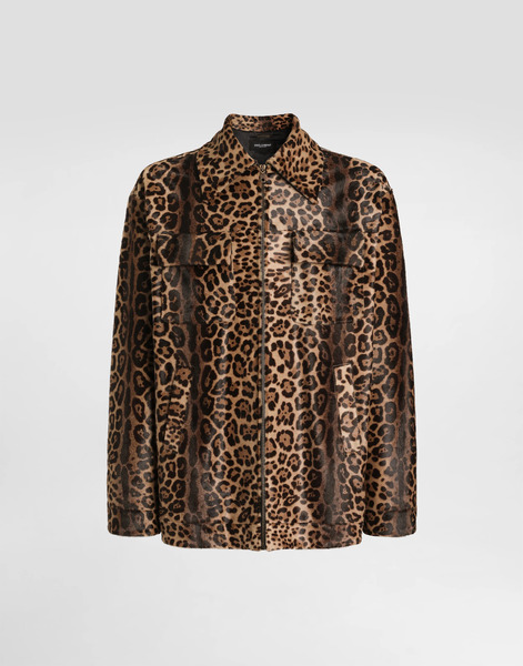  Dolce & Gabbana Giubbotto Stile Camicia In Cavallino Stampa Leopardo - Uomo Cappotti E Giubbotti Multicolore 48 