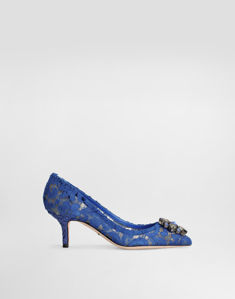  Dolce & Gabbana Lace Rainbow Pumps With Brooch Detailing - Donna Décolleté E Slingback Blu Pizzo 36.5 