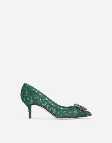  Dolce & Gabbana Lace Rainbow Pumps With Brooch Detailing - Donna Décolleté E Slingback Verde Pizzo 37 