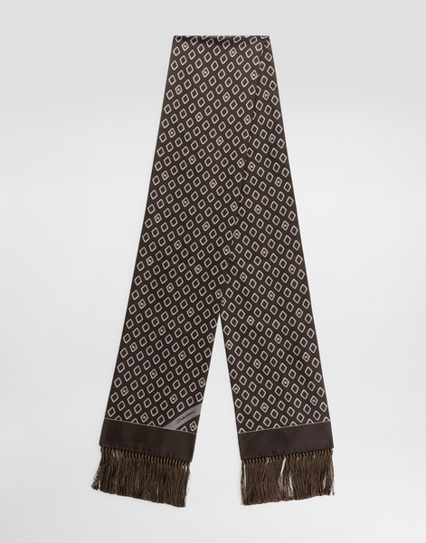  Dolce & Gabbana Sciarpa In Twill Di Seta Con Microdisegni E Logo - Uomo Sciarpe E Foulard Multicolore Onesize 