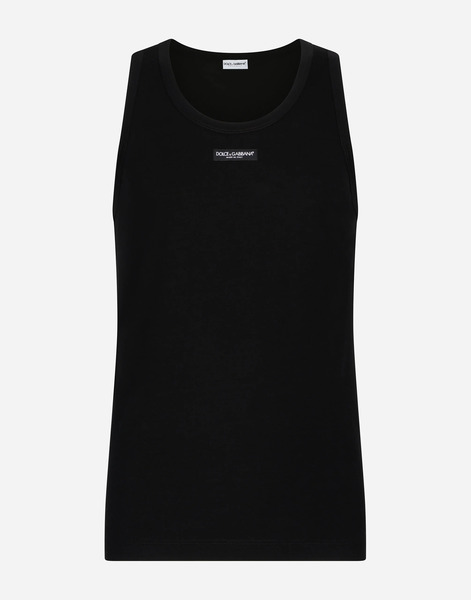  Dolce & Gabbana Two-way Stretch Cotton Tank Top With Logo Label - Uomo Intimo E Loungewear Nero Cotone 4 