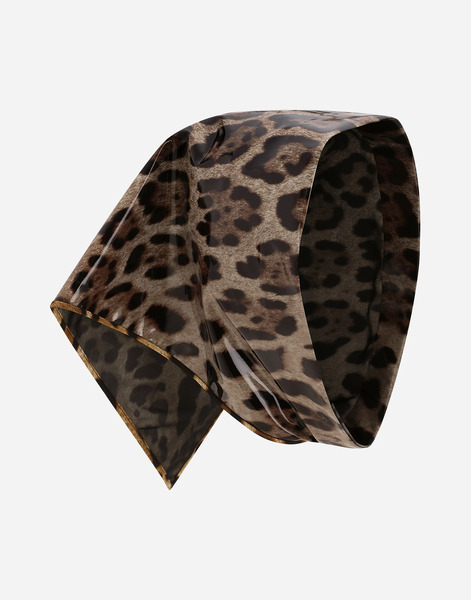  Dolce & Gabbana Veletta Triangolo In Raso Spalmato Stampa Leo - Donna Cappelli E Guanti Stampa Animalier Onesize 