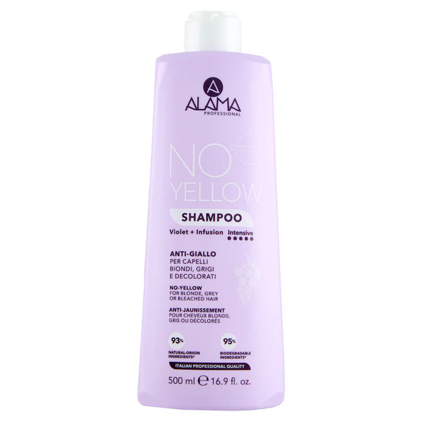  Alama Professional - No Yellow - Shampoo Antigiallo Per Capelli Biondi, Grigi O Decolorati Shampoo 500 Ml Unisex 