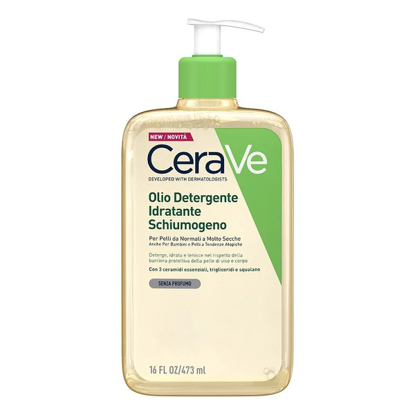  Cerave - Olio Detergente Idratante Deterge, Idrata E Lenisce. Con 3 Ceramidi Essenziali, Trigliceridi E Squalene Da Olio Di Origine Vegetale Olio Doccia 473 Ml Unisex 