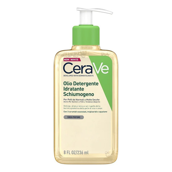  Cerave - Olio Detergente Idratante Deterge, Idrata E Lenisce. Con 3 Ceramidi Essenziali, Trigliceridi E Squalene Da Olio Di Origine Vegetale Olio Doccia 237 Ml Unisex 