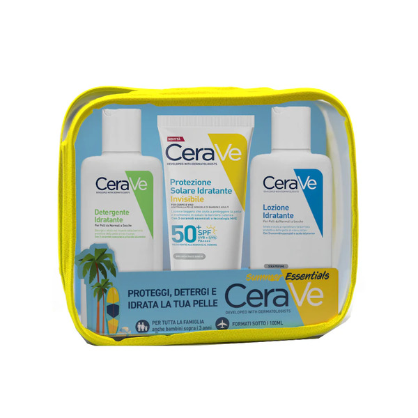  Cerave - Pochette Solare Protezione Spf50+, Detergente E Lozione Idratante (kit 3 Prodotti) Kit Protezione Solare 1 Pieces Unisex 