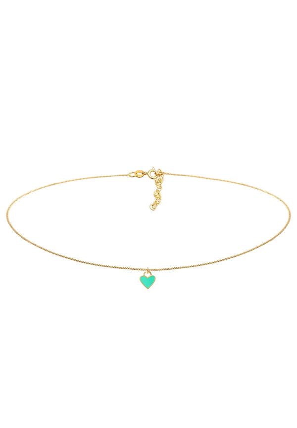  Elli - Choker Cuore Ciondolo Trend Blogger In Argento Sterling 925 Con Smalto Collane 1 Pieces Female 