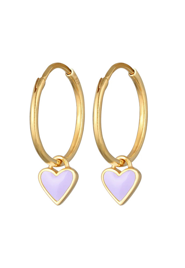 Elli - Creoli Ciondolo Cuore Con Smalto In Argento Sterling 925 Placcato Oro Orecchini 1 Pieces Female 
