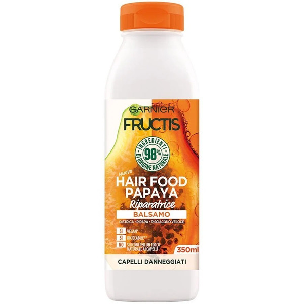  Garnier - Fructis Hair Food, Balsamo Riparatore Alla Papaya Per Capelli Danneggiati, Papaya, 3 350 Ml Female 