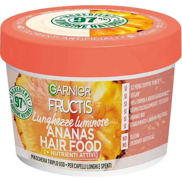  Garnier - Fructis Hair Food Maschera Ananas Per Lunghezze Luminose, Ideale Per Capelli Lunghi E Spenti Maschere 390 Ml Unisex 