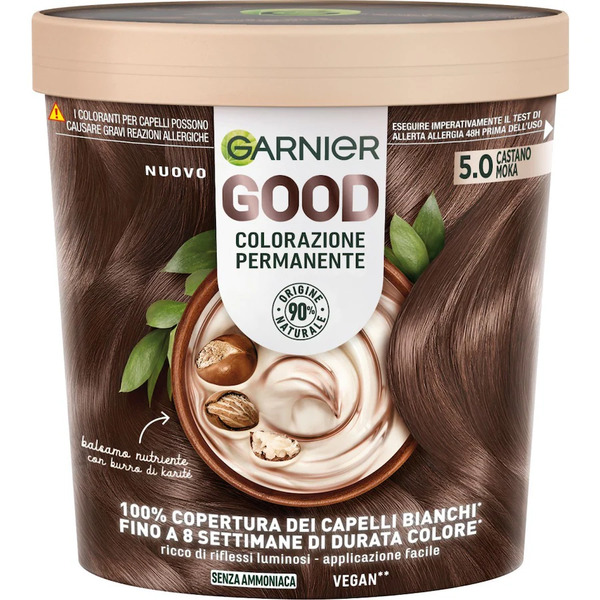  Garnier - Garnier Good 3.0 Castano Cioccolato Fondente, Colorazione Permanente Senza Ammoniaca, 90% Di Origine Naturale Tinta 160 G Nero Female 