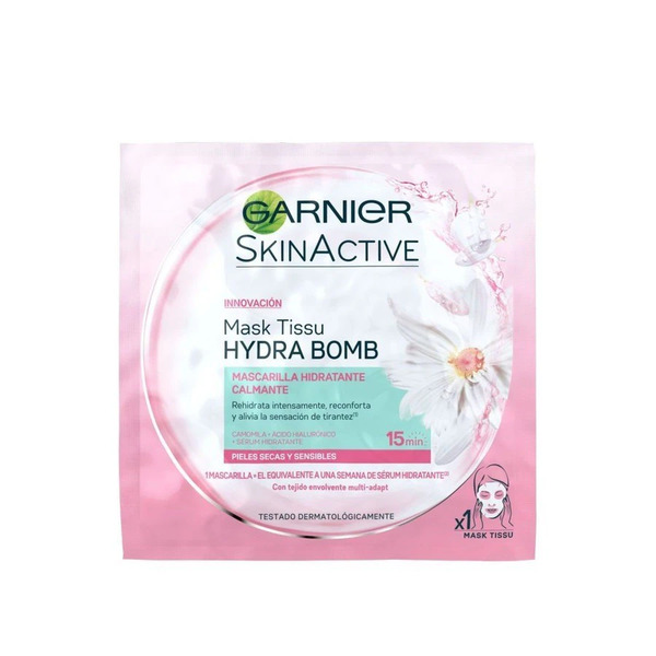  Garnier - Skin Active Hydrabomb, Formula Idratante E Lenitiva Per Pelli Secche E Sensibili, Camomilla Maschere In Tessuto 32 Ml Female 