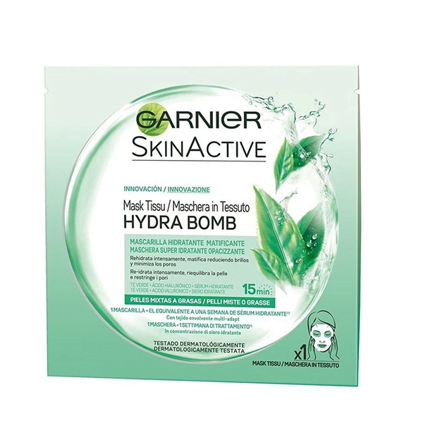  Garnier - Skin Active Hydrabomb, Formula Idratante E Opacizzante Per Pelli Miste O Grasse, The Verde Maschere In Tessuto 32 Ml Female 