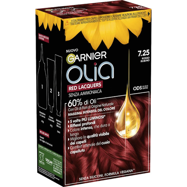  Garnier - Tinta Capelli Olia, Colorazione Permanente Senza Ammoniaca - Rosso Rubino (7.25) Riflessante 1 Pieces Unisex 
